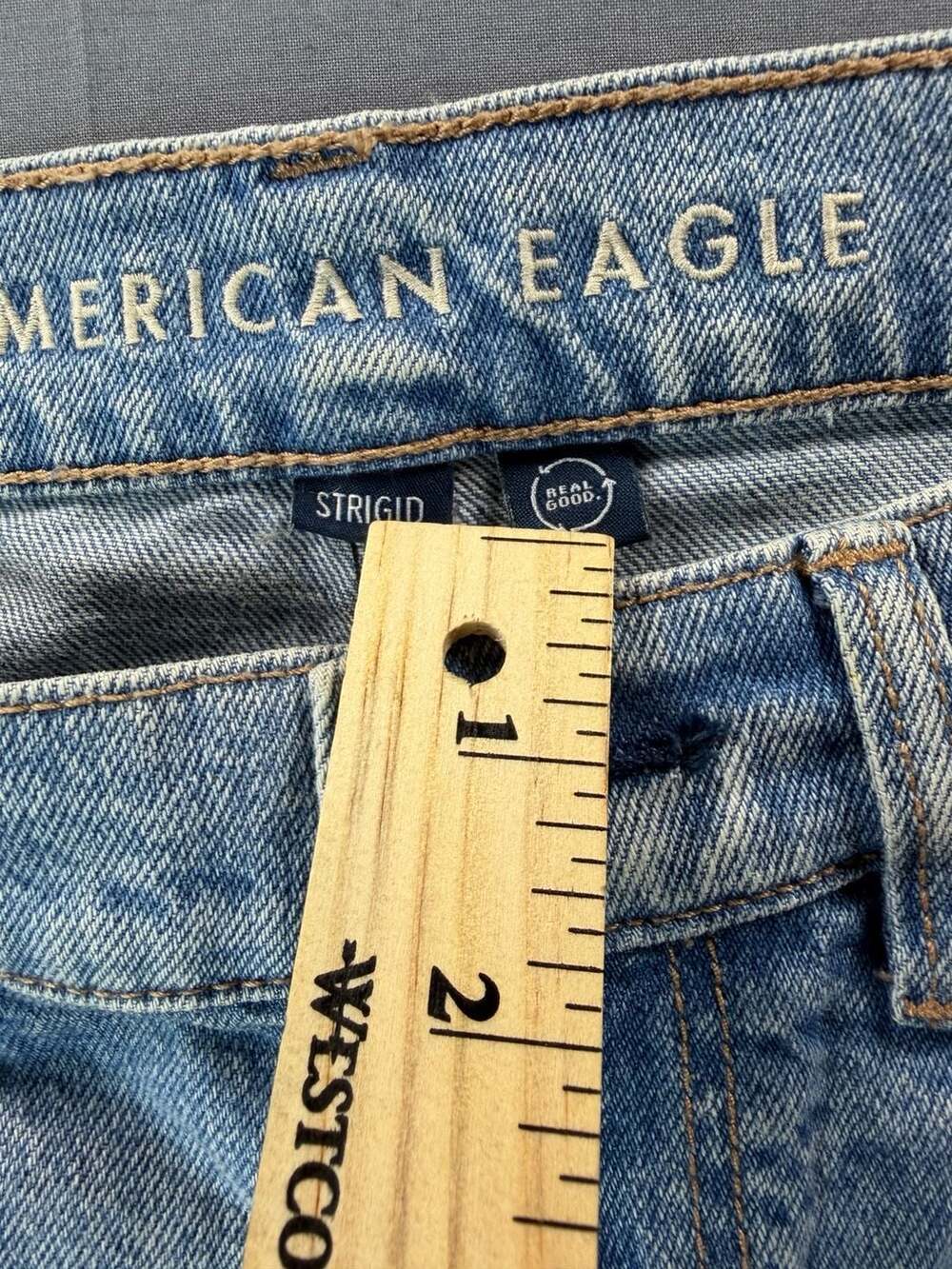 American Eagle Super High Rise Baggy Straight Denim distressed jeans Women’s 6 - Picture 4 of 8